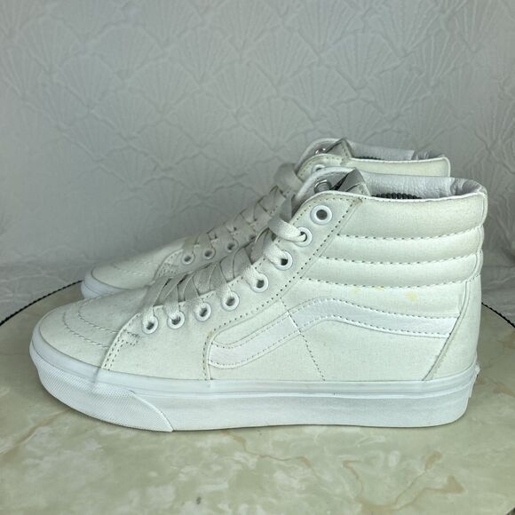 Vans SK8-Hi Sneakers Sz 7.5 White Athletic Casual Canvas Lace Up Skate Y2K Shoes - Picture 6 of 12